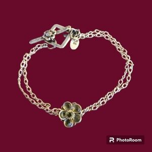 Sterling Silver Floral Chain Bracelet - Silver Flower Accent